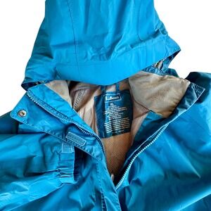 LL Bean Stowaway Gore-Tex Rain Jacket Mens XL Teal Blue Waterproof Packable Hood
